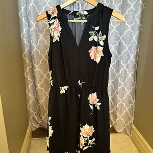Floral Black Sleeveless Dress